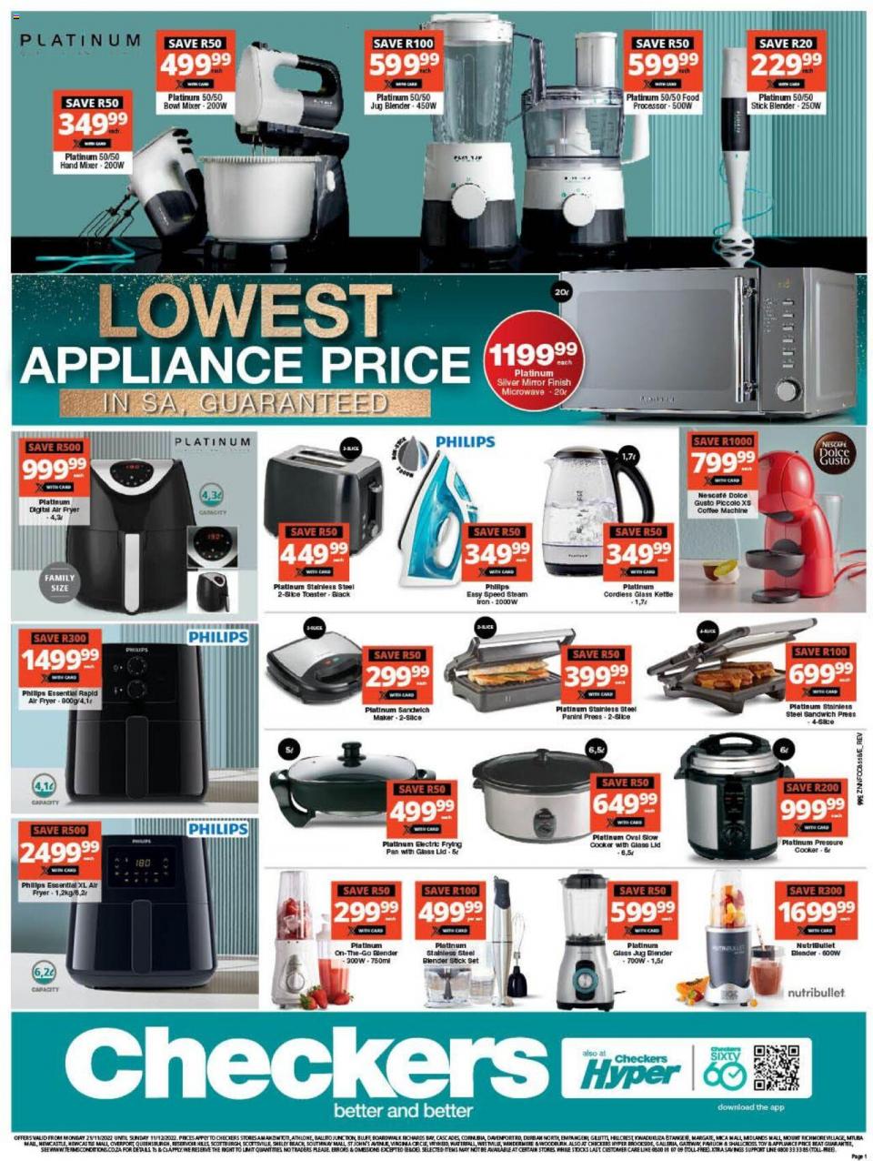 Checkers Specials Appliance Promotion 21 Nov – 11 Dec 2022