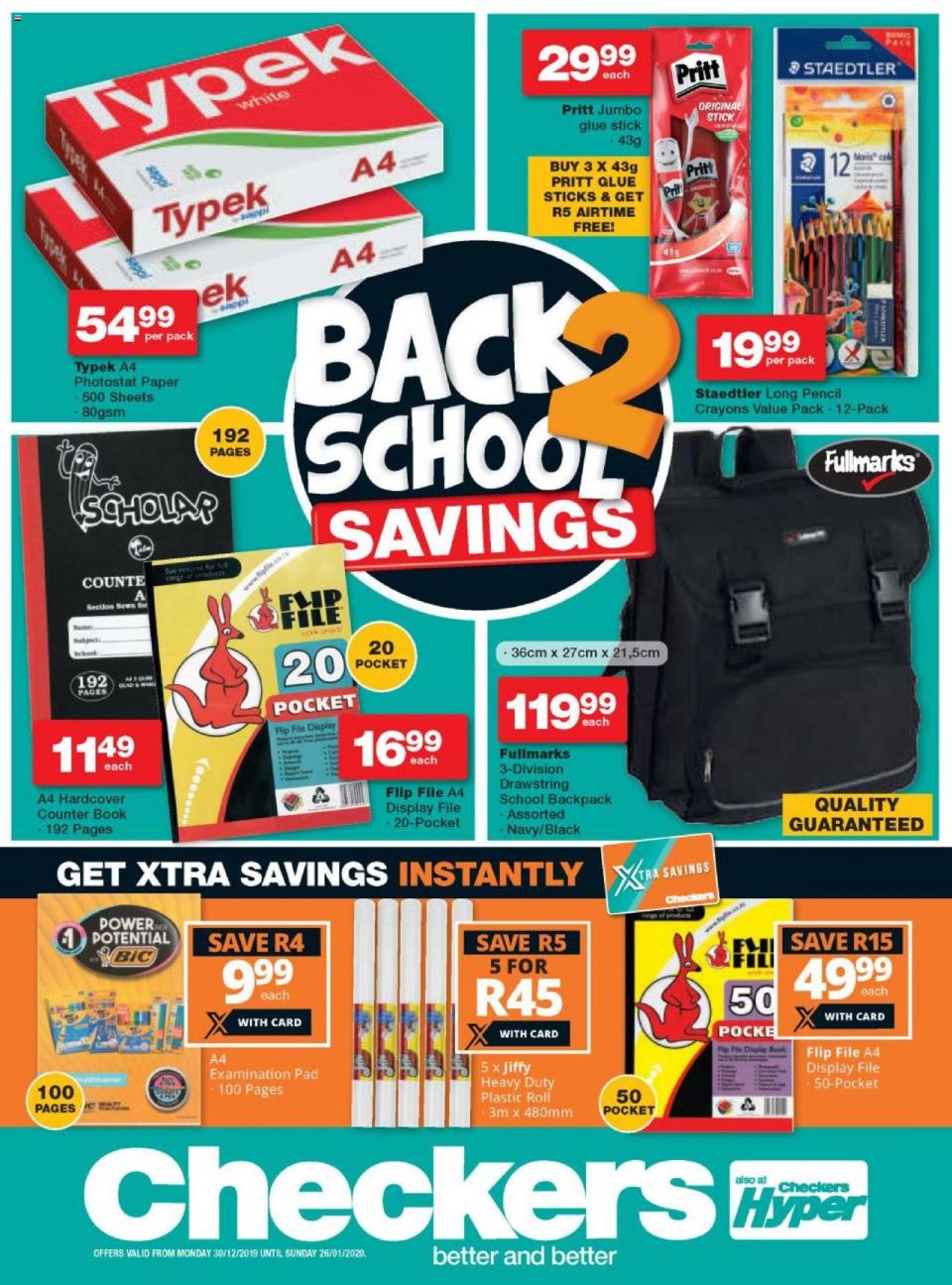 Checkers Specials Back To School Promotion 30 December 2019