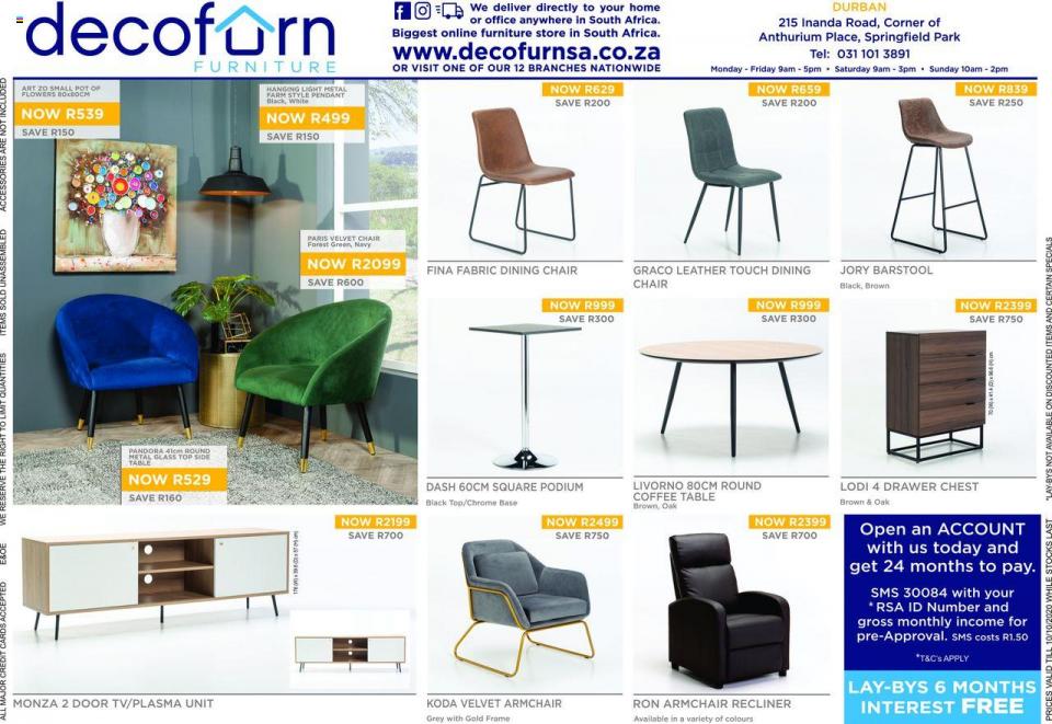 Decofurn Specials 30 September  Decofurn Catalogue  Durban