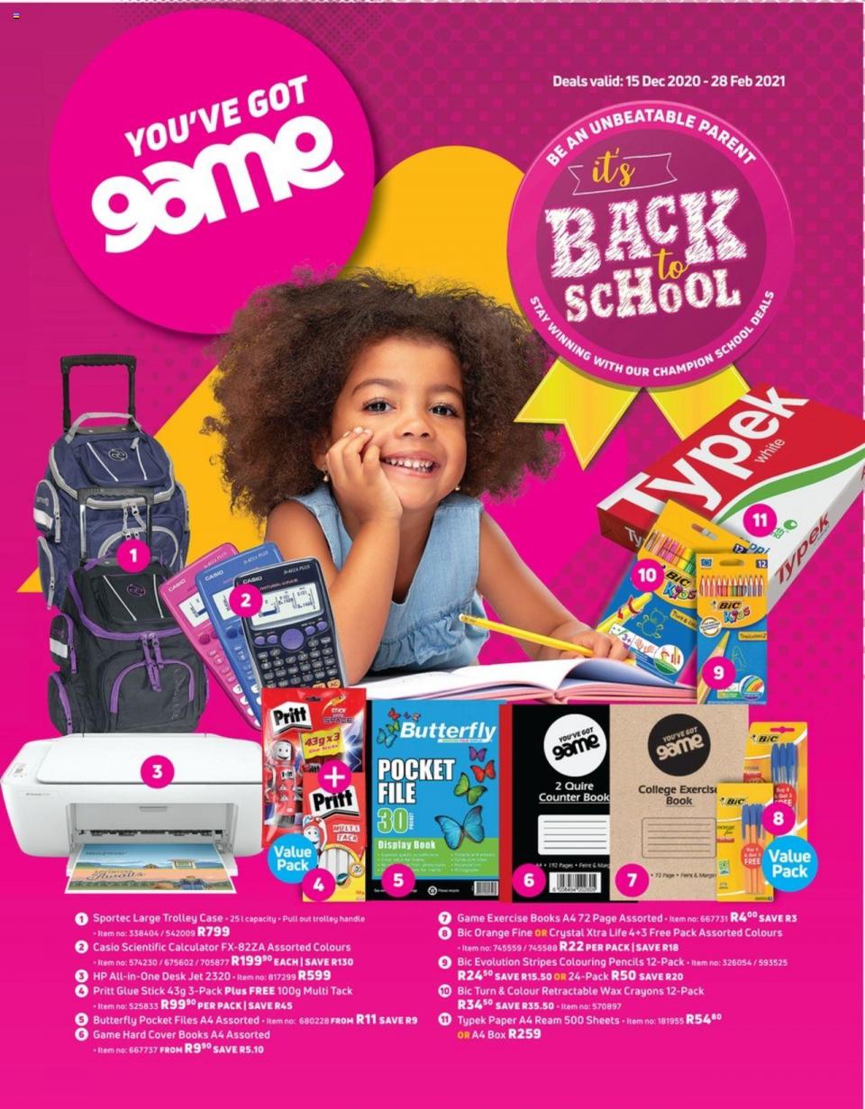 Game Specials Back To School 15 December 2020
