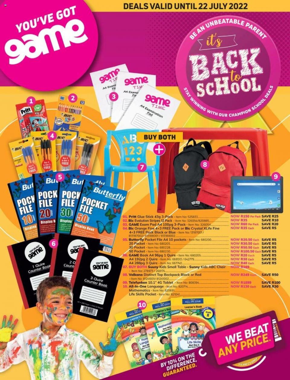 Game Specials Back To School 18 – 22 July 2022