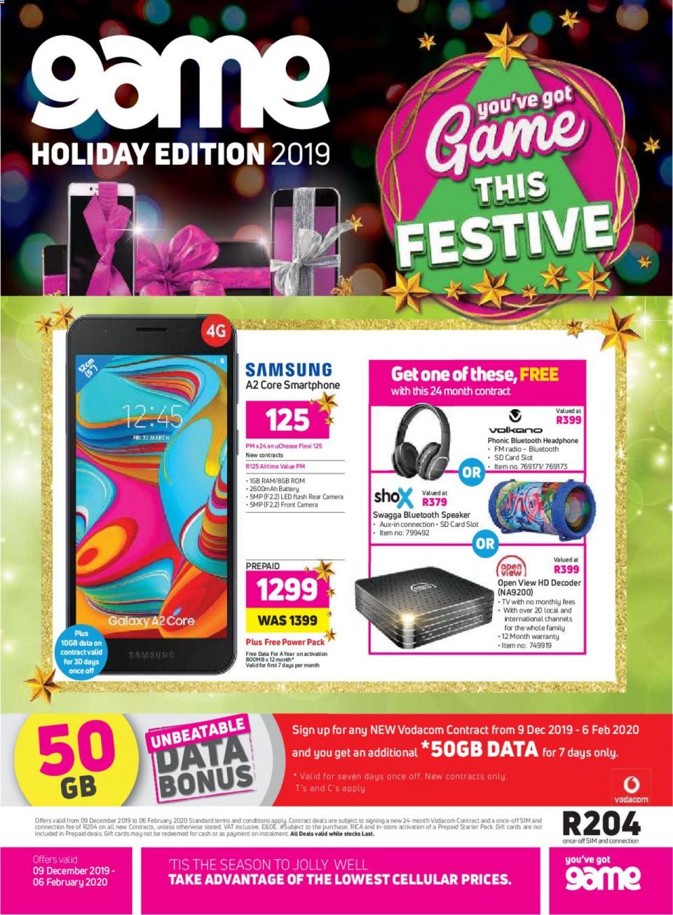 Game Specials Cellular Holiday Edition 09 December 2019