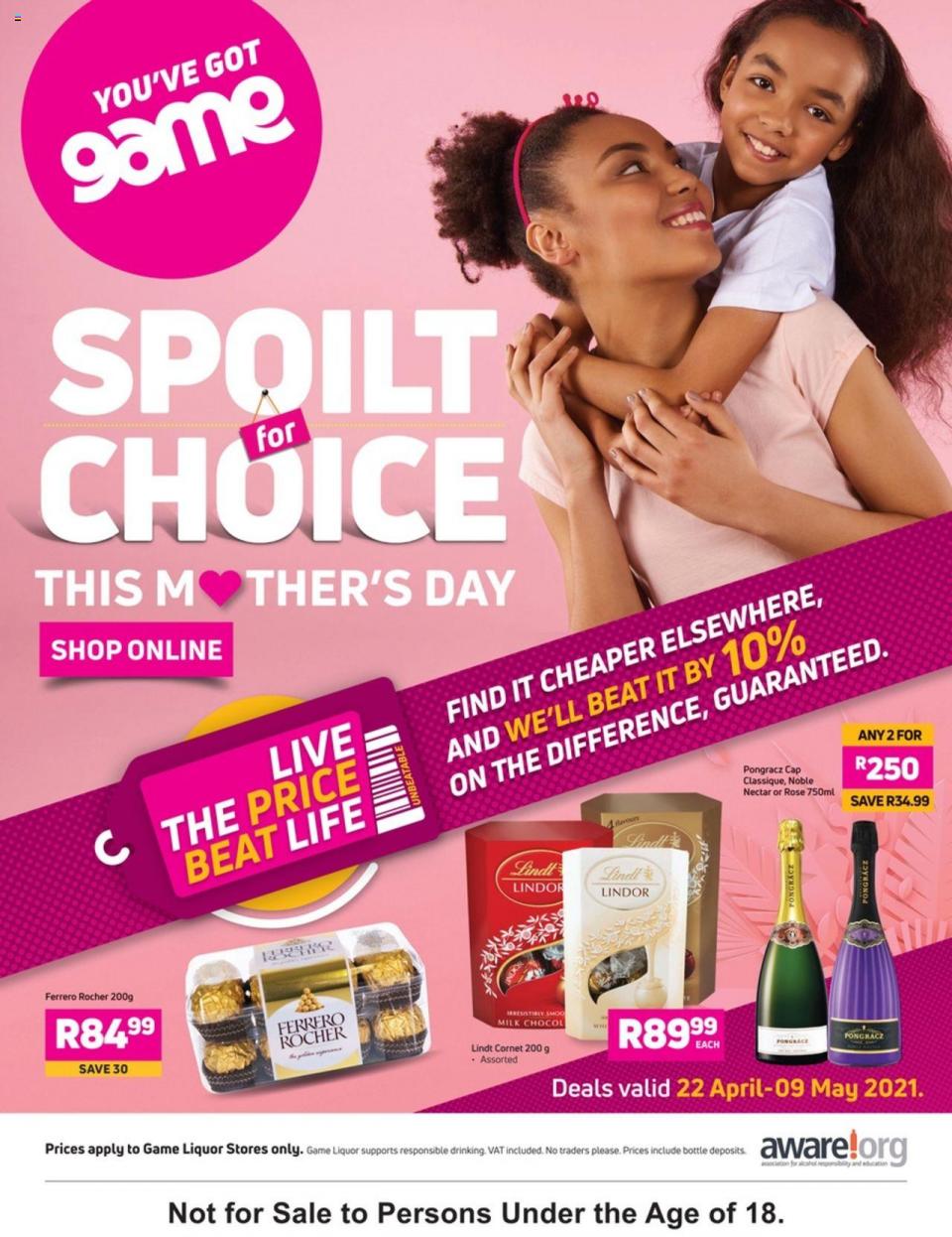 Game Specials Mother’s Day 28 Apr – 9 May 2021