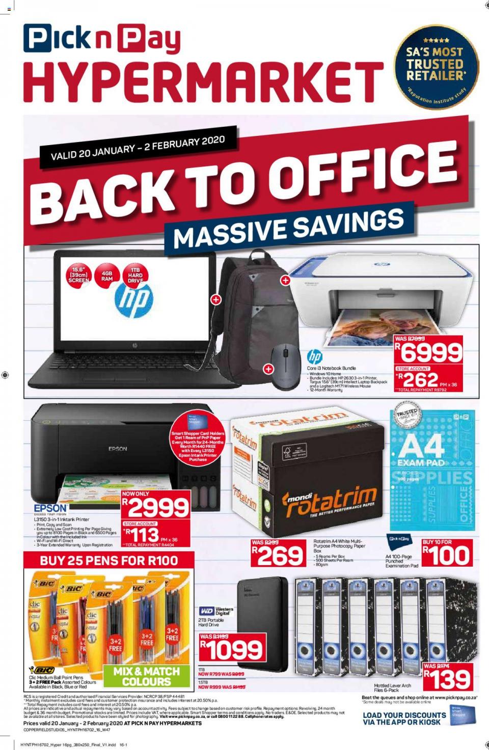 Pick n Pay Specials End Savings Hypermarkets 20 January 2020