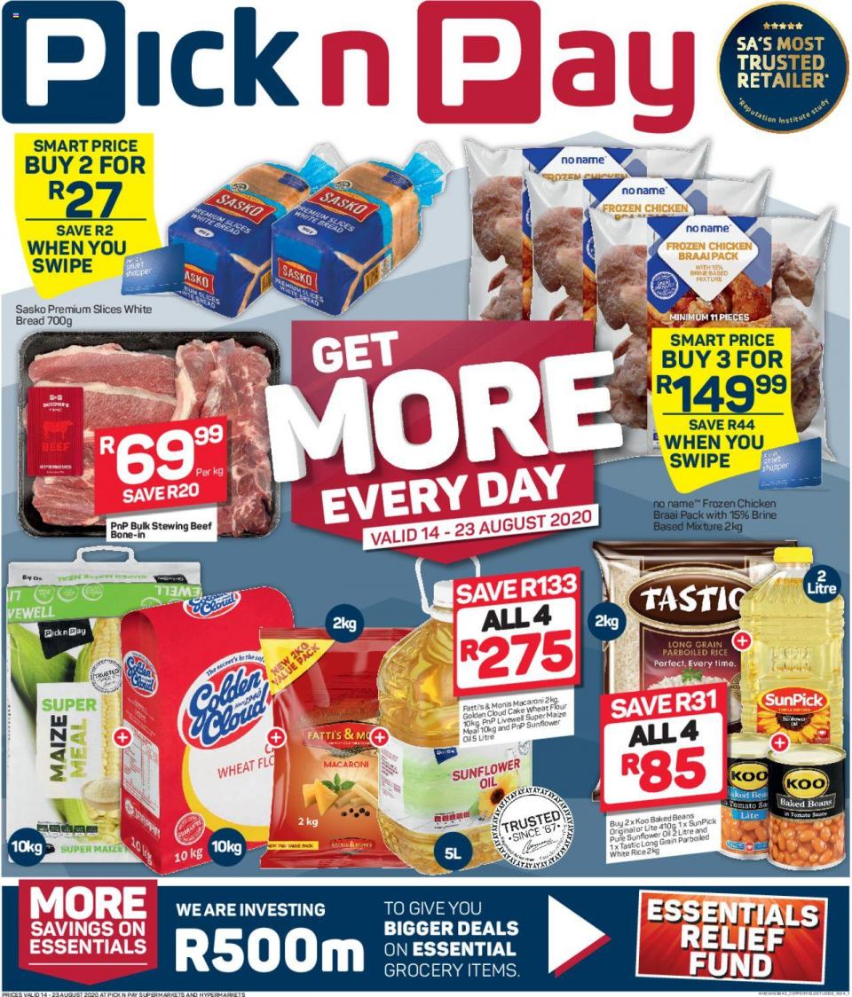 Pick n Pay Specials Get More Savings 14 August 2020