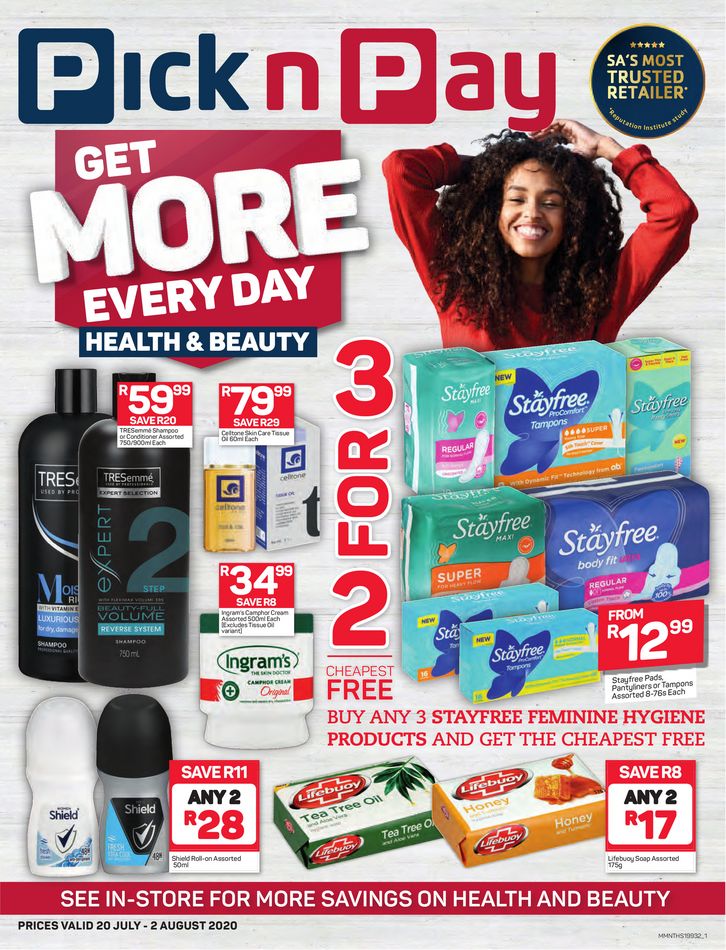 Pick n Pay Specials Health and Beauty 20 July 2020