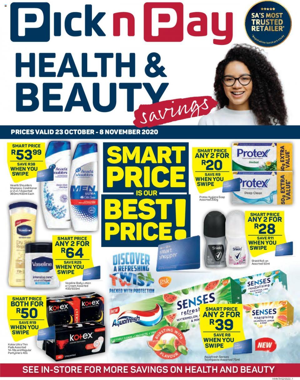Pick n Pay Specials Health & Beauty Savings 23 October 2020