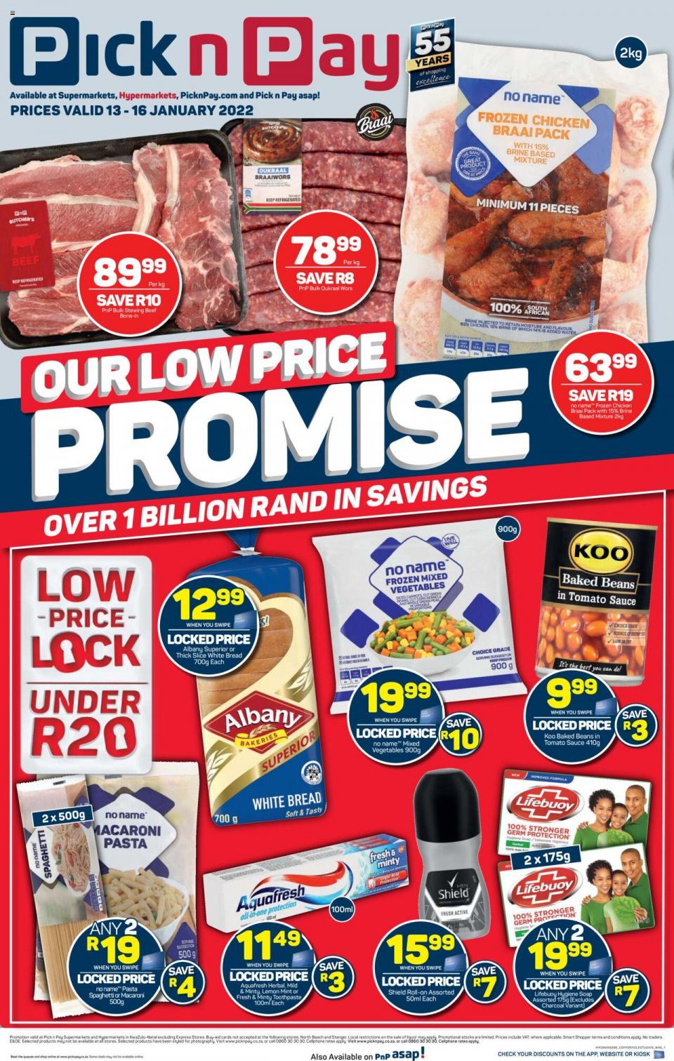 Pick n Pay Specials Low Price Promise 13 – 16 Jan 2022