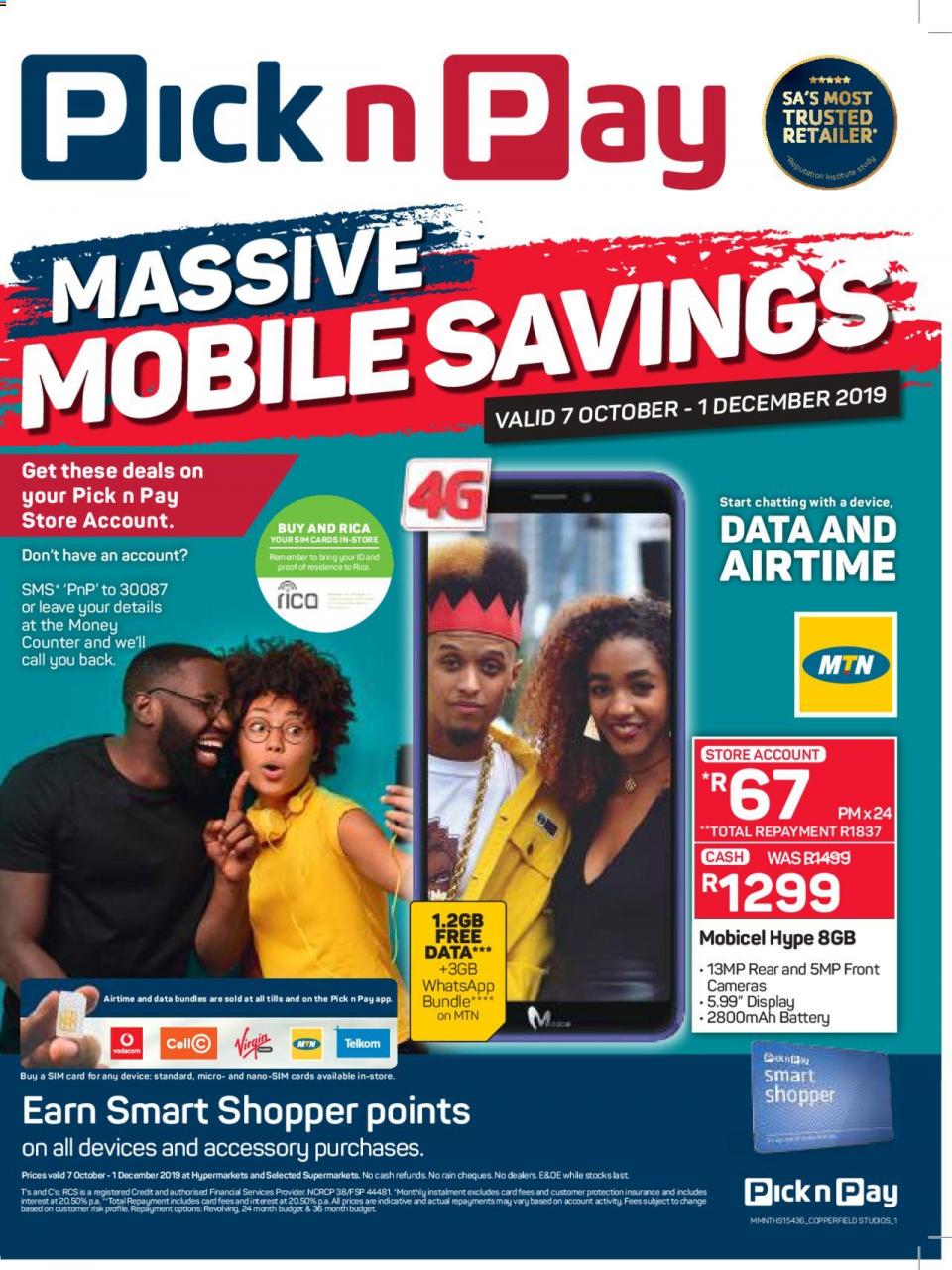 Pick n Pay Specials Massive Mobile Savings 07 October 2019