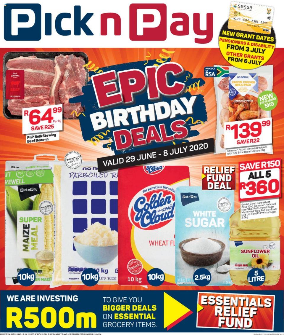 Pick n Pay Specials More Epic Birthday Savings 29 June 2020