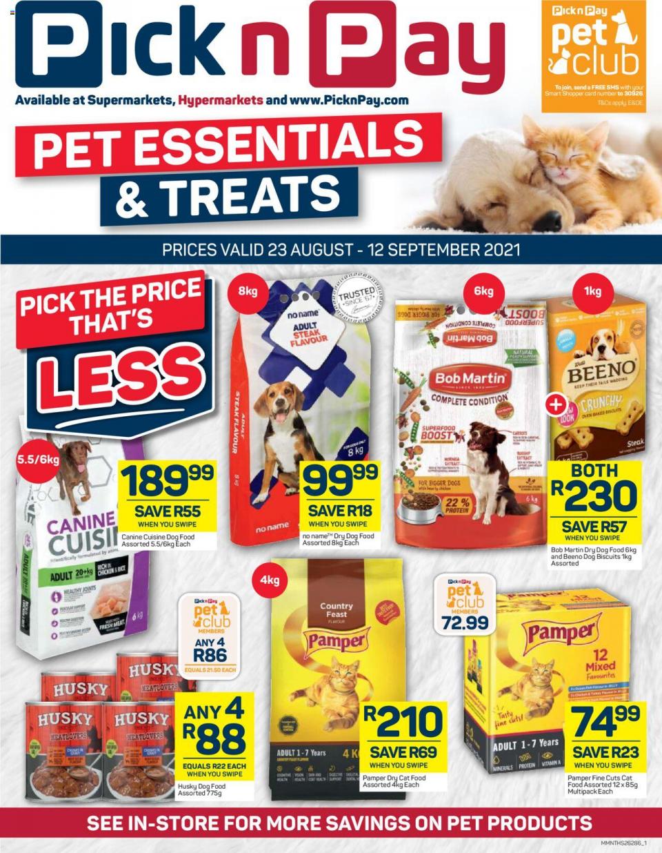 Pick n Pay Specials Pet 23 Aug – 12 Sep 2021