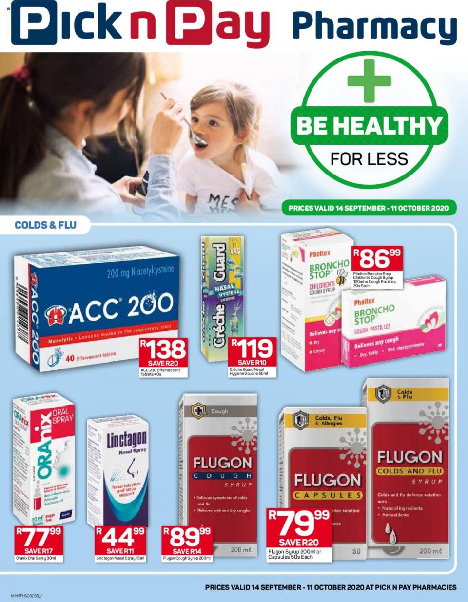 Pick n Pay Specials Pharmacy 14 September 2020