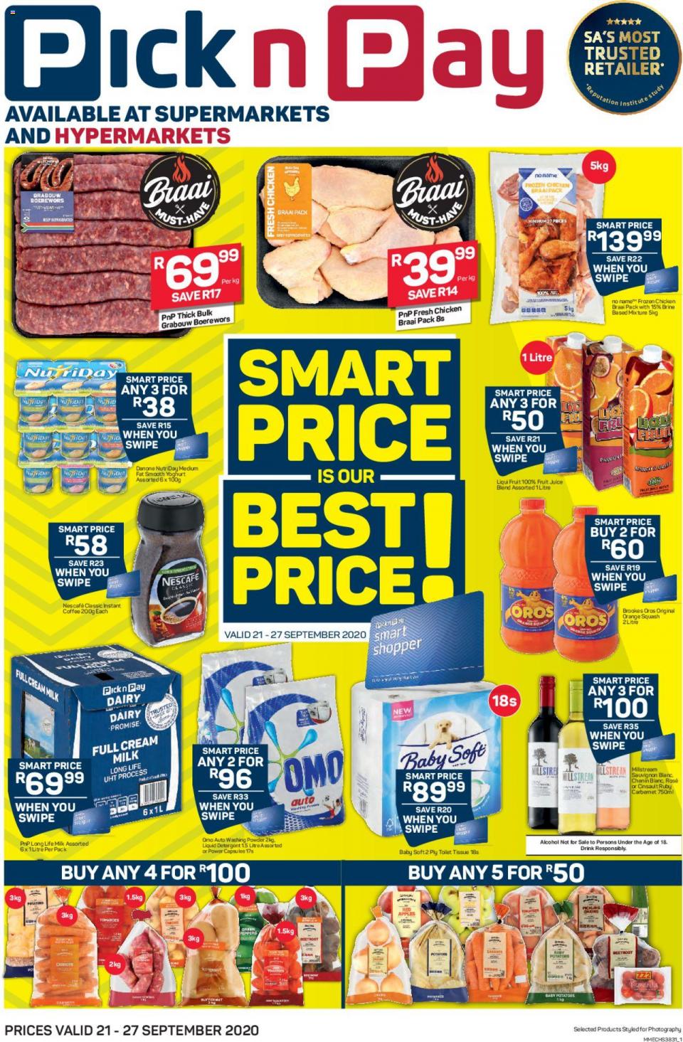 Pick n Pay Specials Smart Price 21 September 2020
