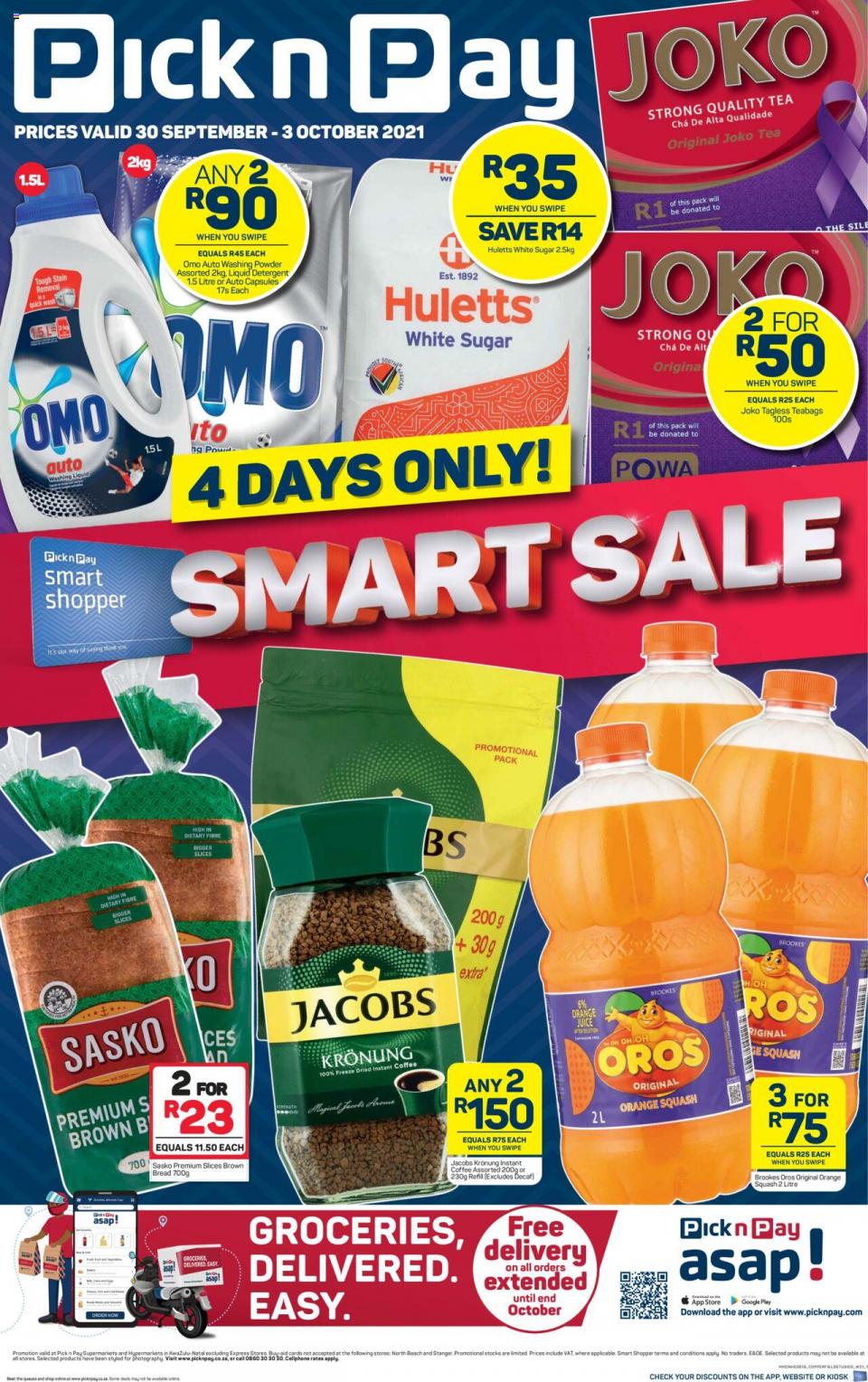 Pick n Pay Specials Smart Sale 30 Sep – 3 Oct 2021