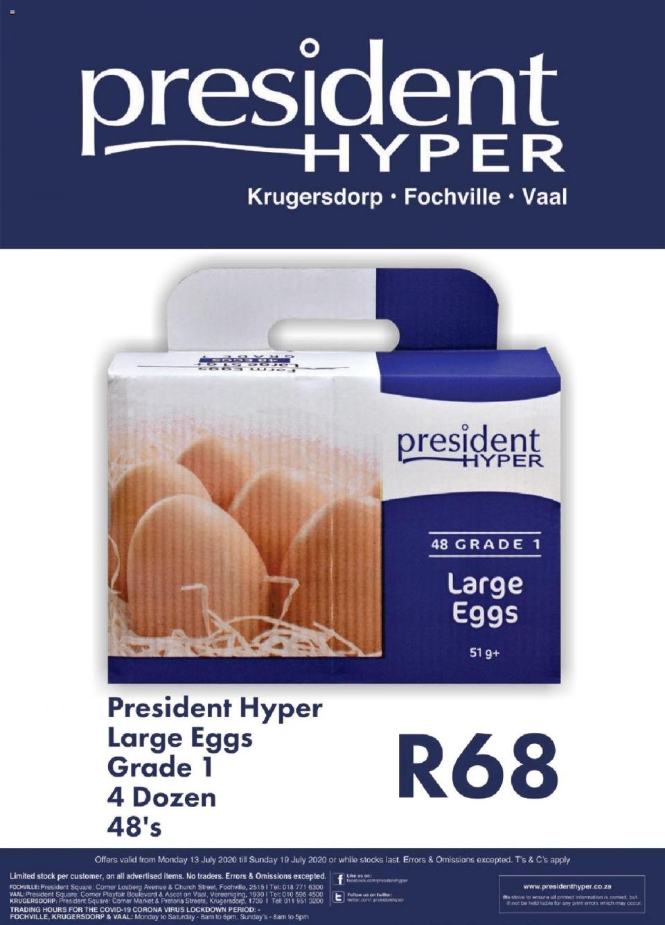 President Hyper Specials Krugersdorp, Fochville and Vall 13 July 2020