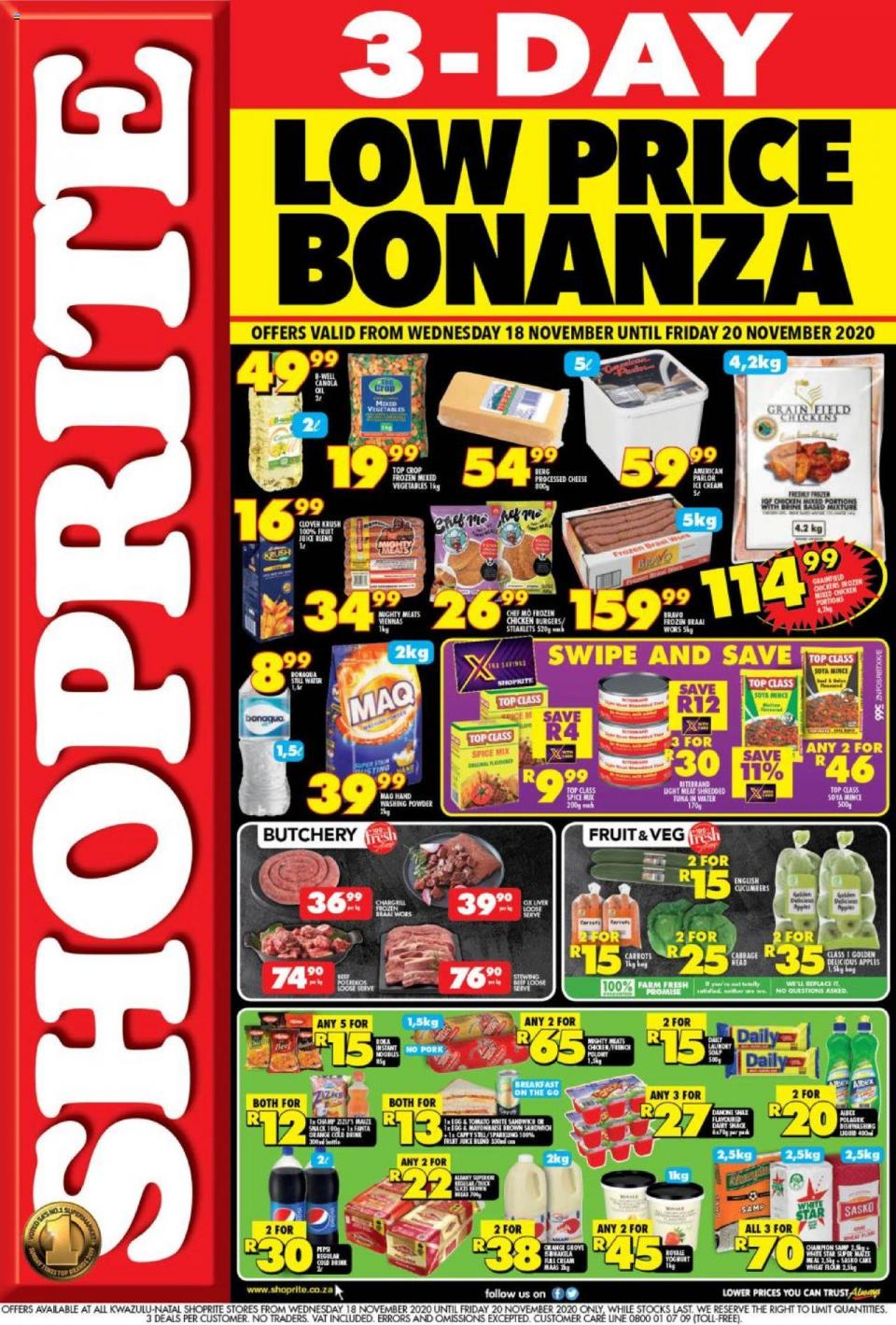Shoprite Specials 3-Day Low Price Bonanza 18 November 2020