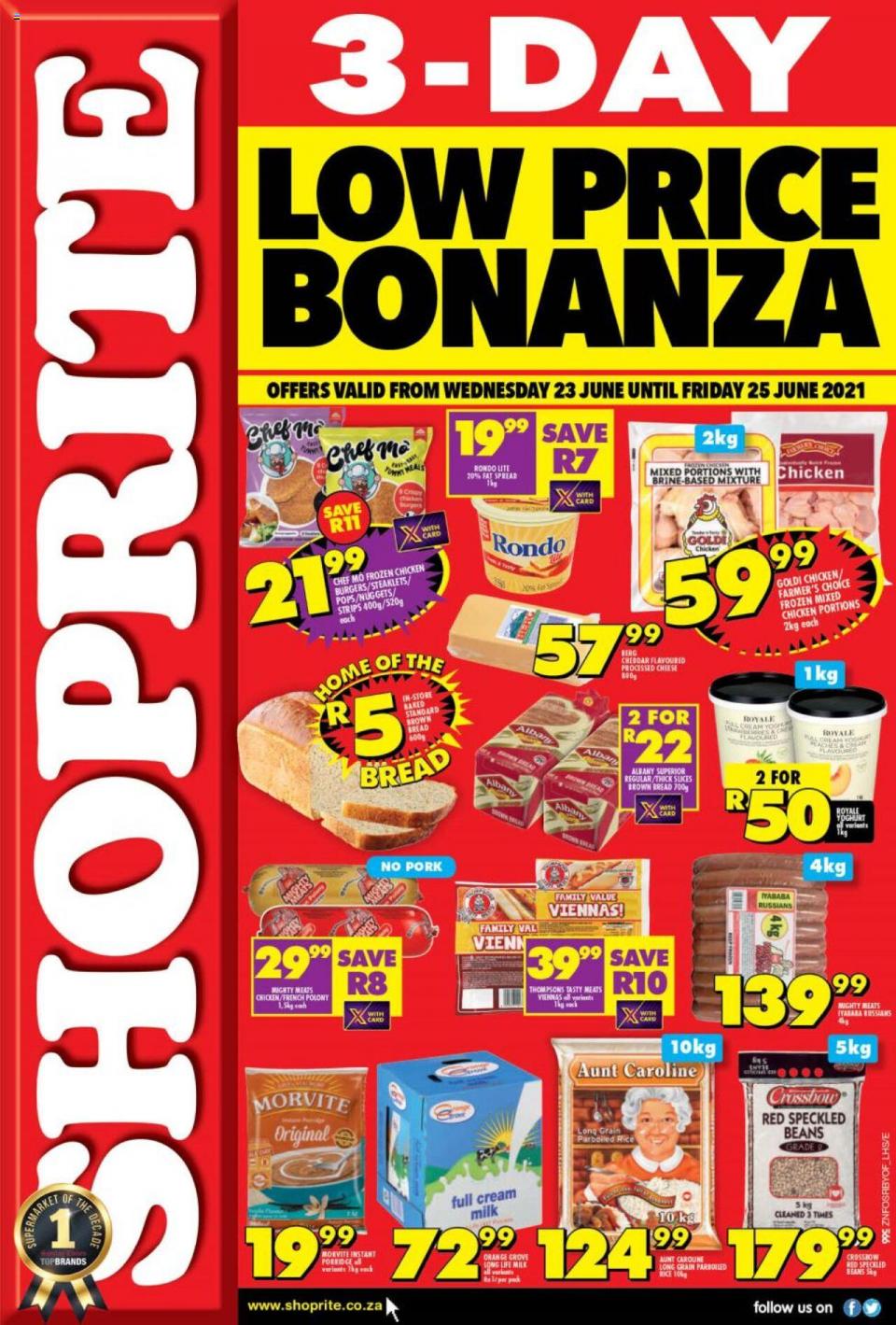 Shoprite Specials 3-Day Low Price Bonanza 23 – 25 June 2021
