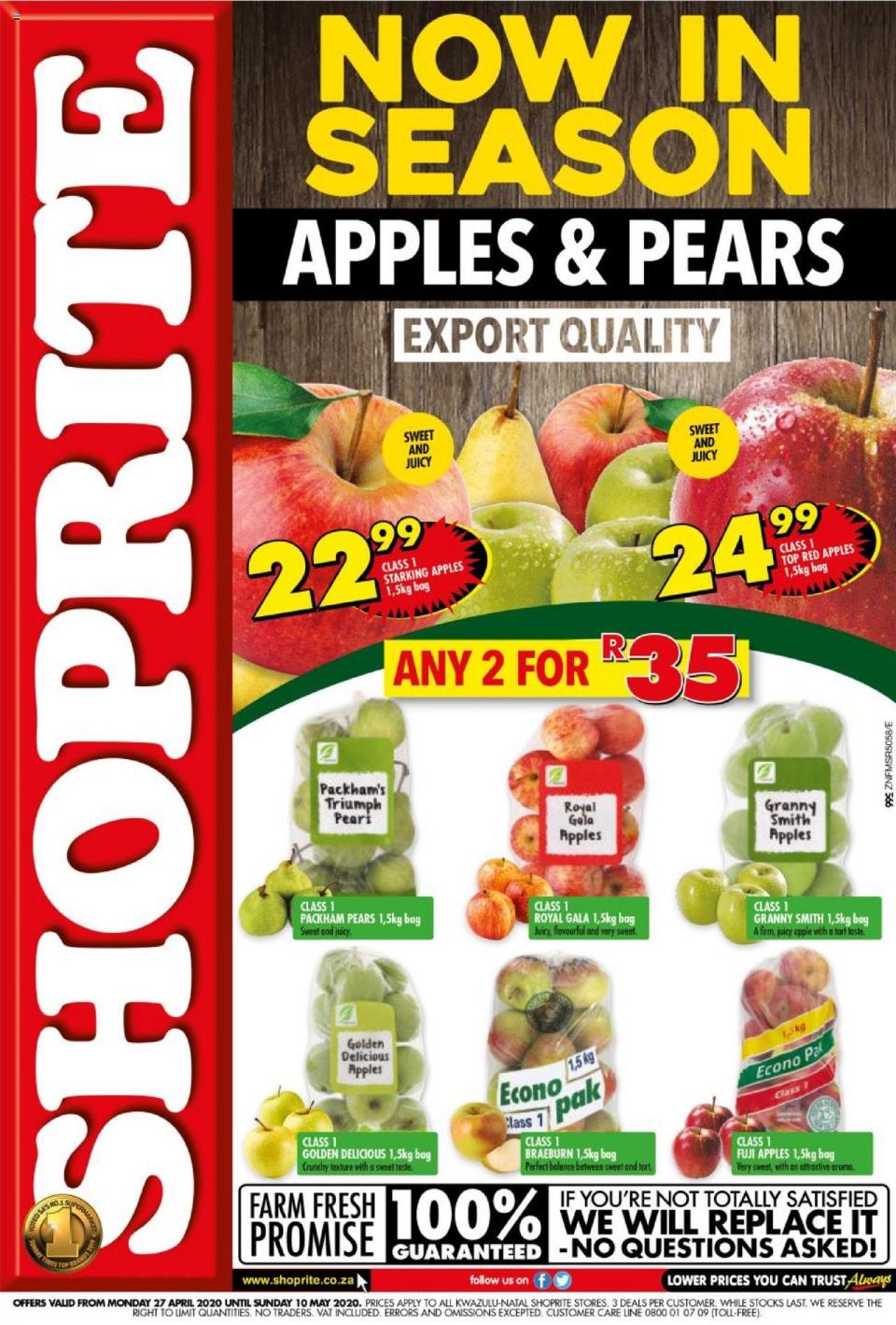 Shoprite Specials Apples & Pears 27 April 2020