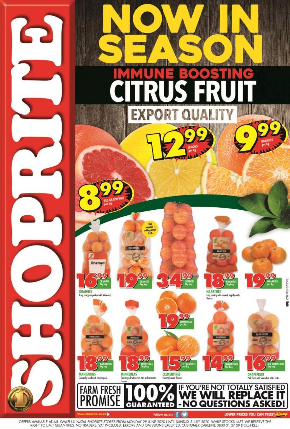 Shoprite Specials Citrus Fruit Promotion 29 June 2020 | KwaZulu-Natal