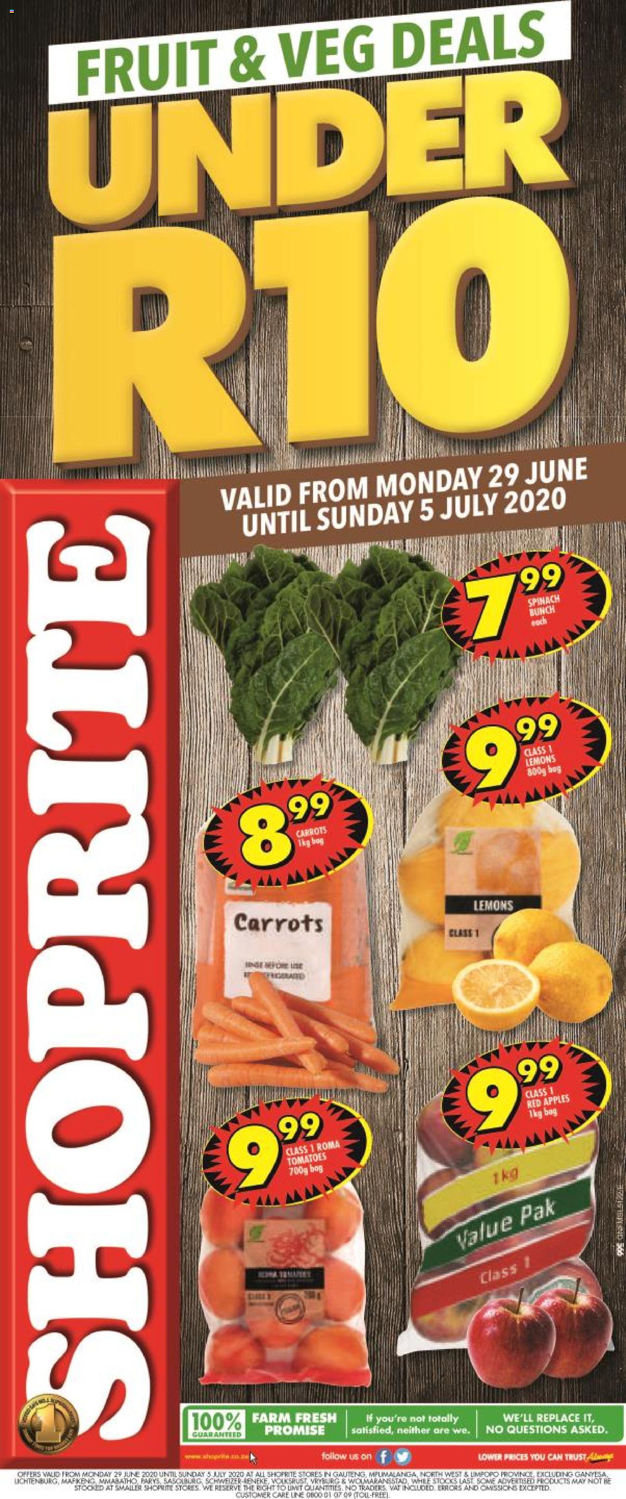 Shoprite Specials Fruit and Veg Deals 29 June 2020