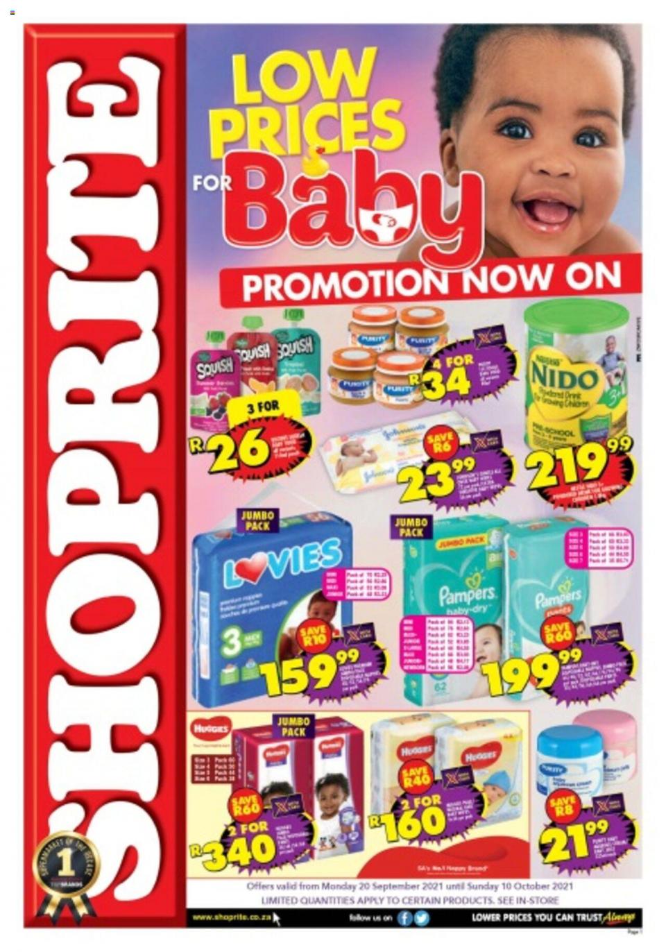 Shoprite Specials Low Prices Baby Promotion 20 Sep – 10 Oct 2021