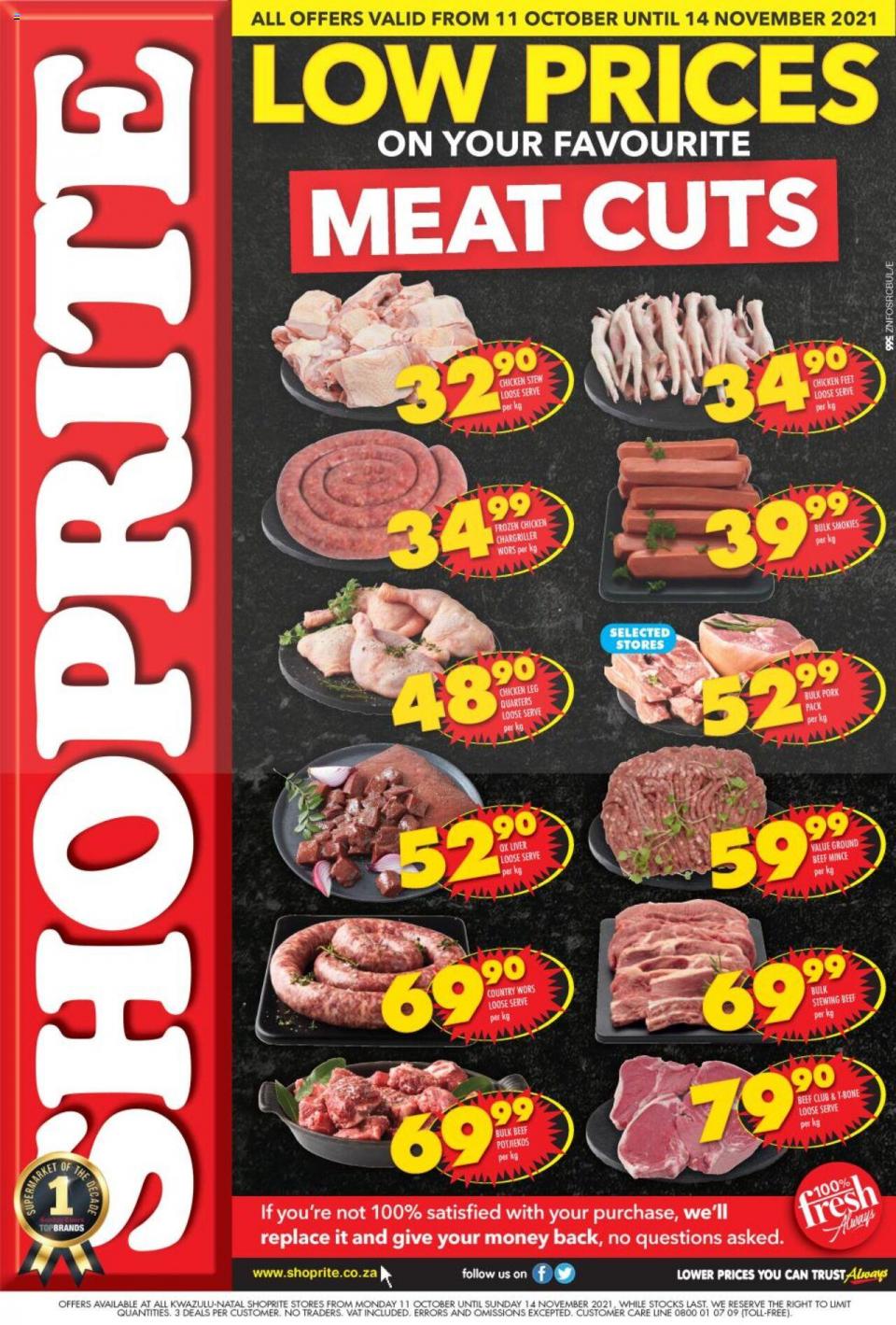 Shoprite Specials Low Prices on Meat Cuts 11 – 14 Nov 2021