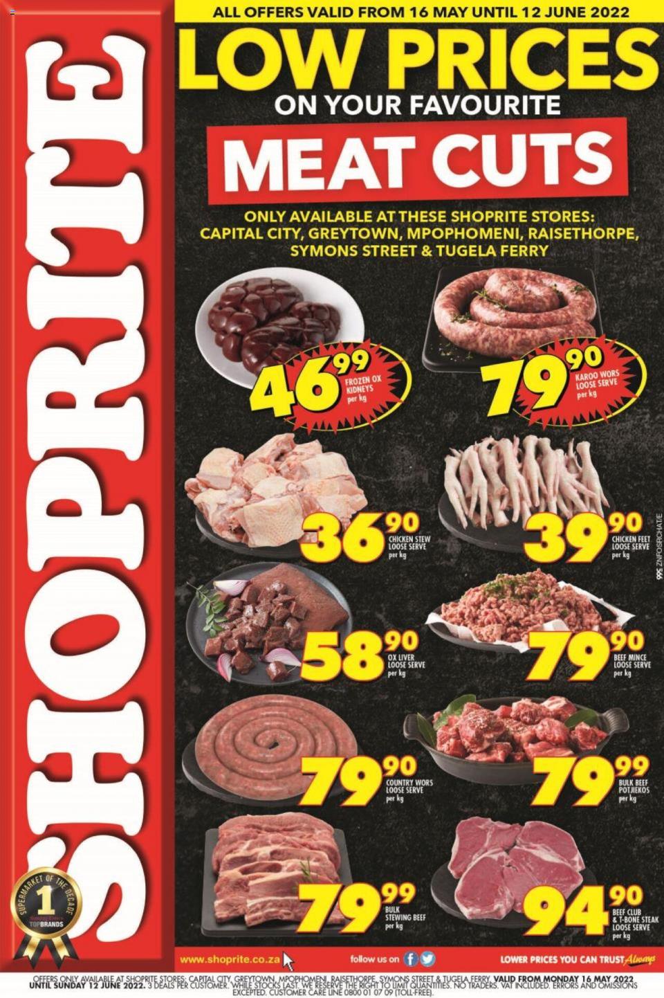 Shoprite Specials Meat Cuts 16 May – 12 Jun 2022