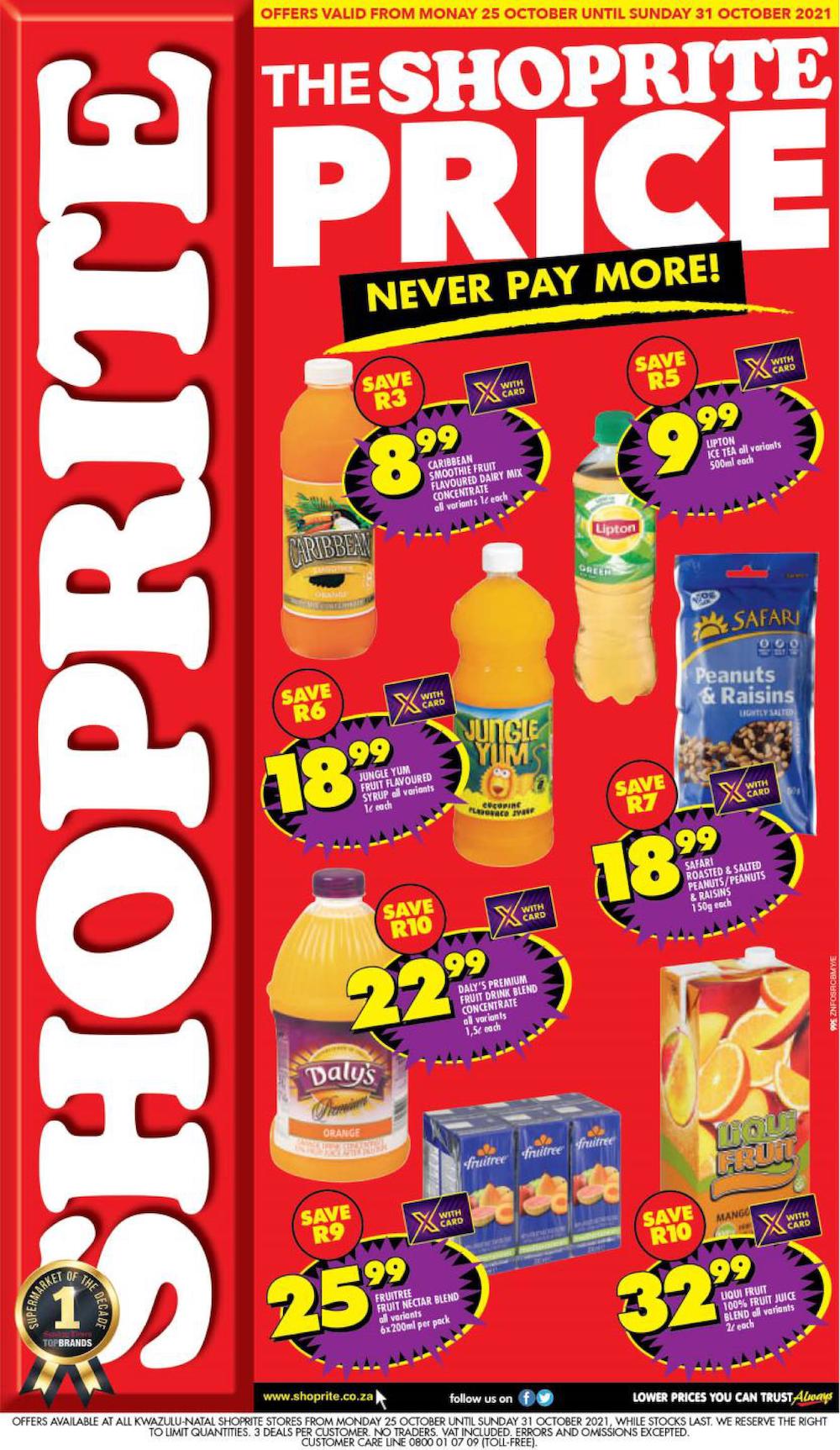 Shoprite Specials Never Pay More 25 – 31 October 2021