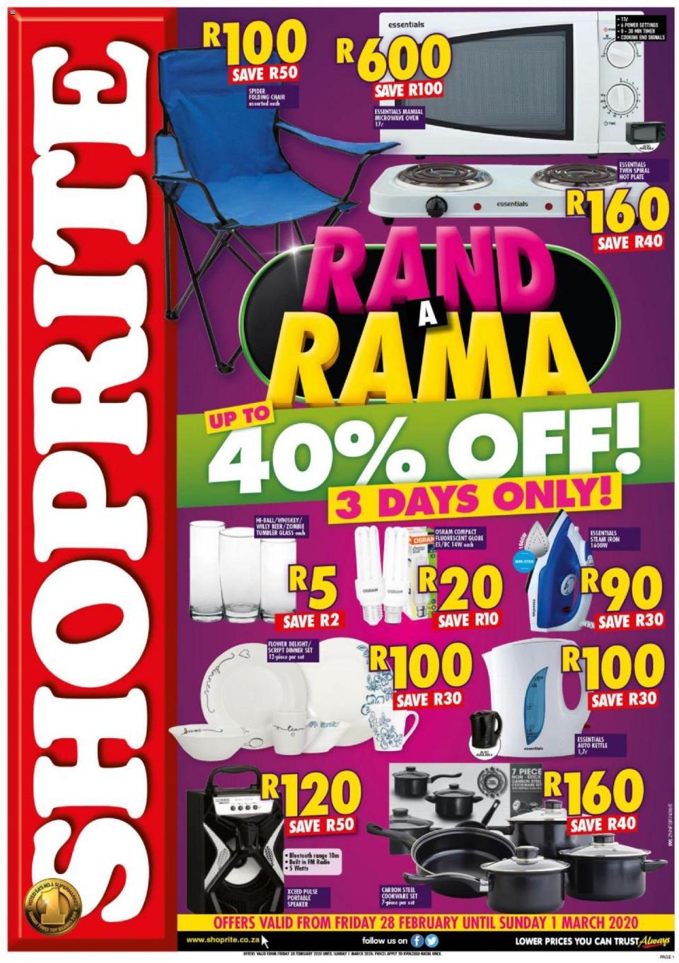 Shoprite Specials Shoprite Catalogue Rand A Rama Promotion 2020