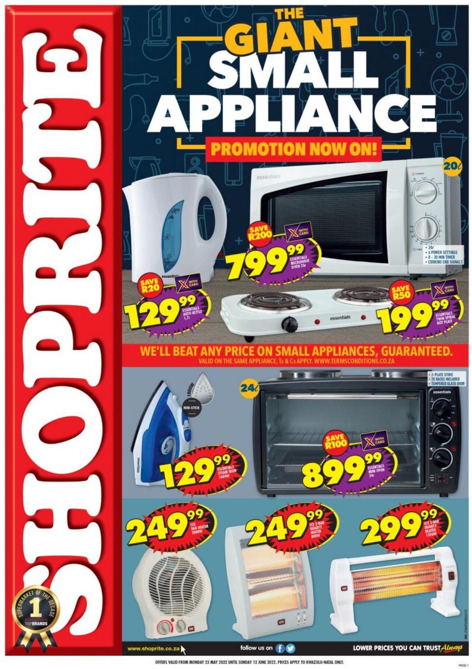 Shoprite Specials Small Appliance 23 May – 12 June 2022