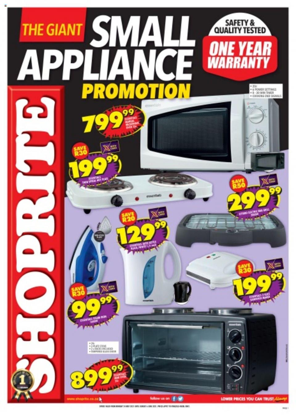 Shoprite Specials Small Appliance Promotion 24 May – 6 Jun 2021