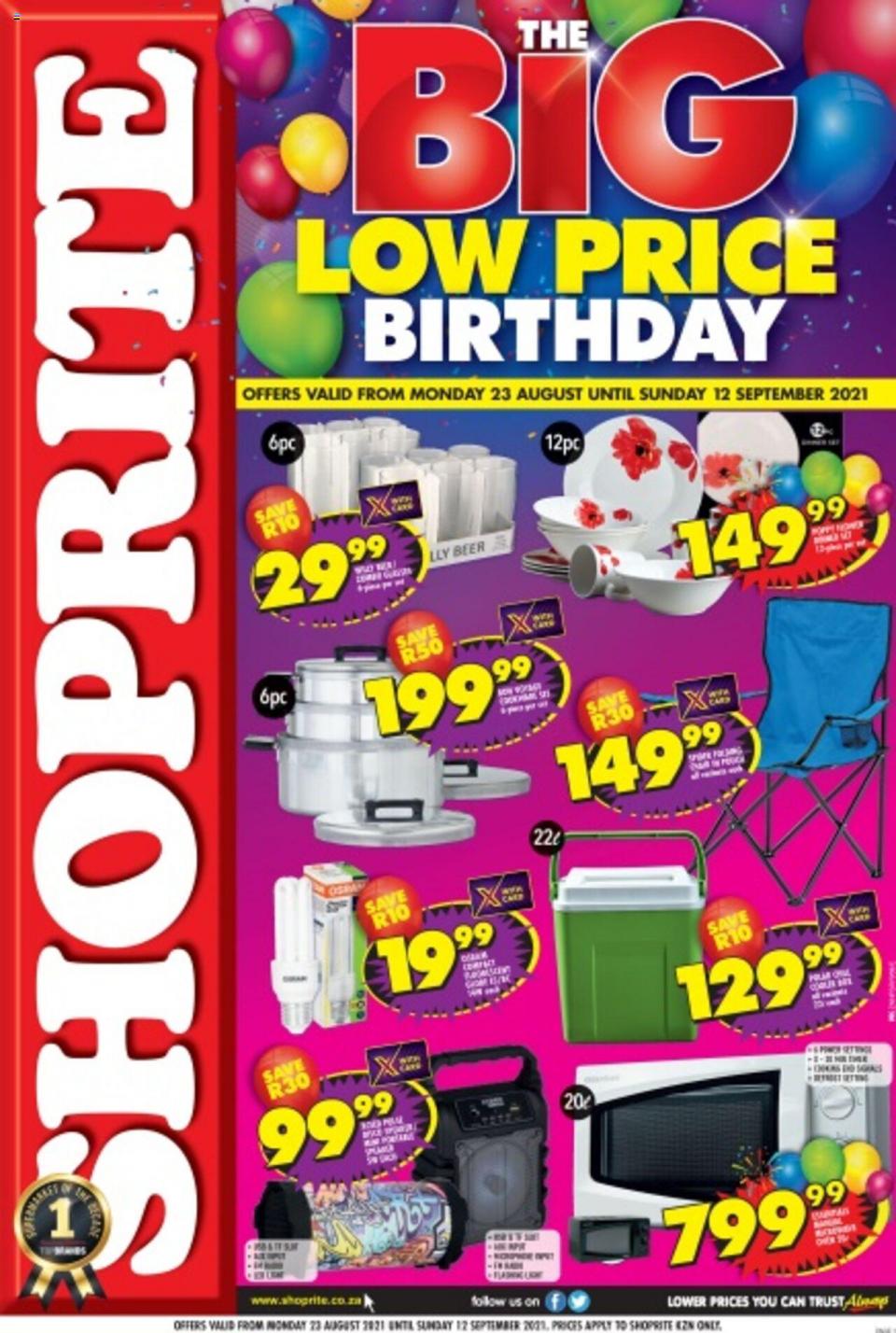 Shoprite Specials The Big Low Price Birthday 23 Aug – 12 Sep 2021