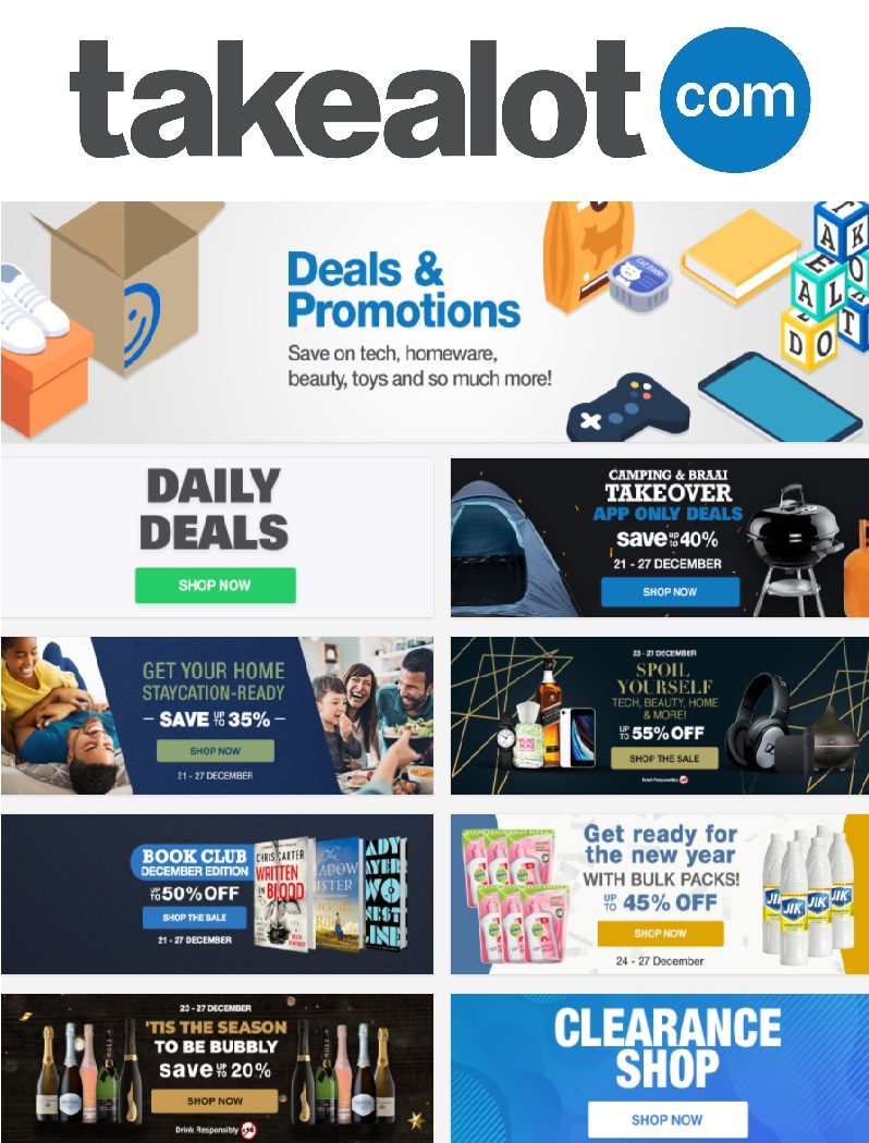 Takealot Specials Spoil Yourself Up to 70% OFF 25 December 2020