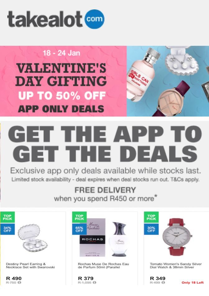 Takealot Specials Valentine’s Day Gifting 2021
