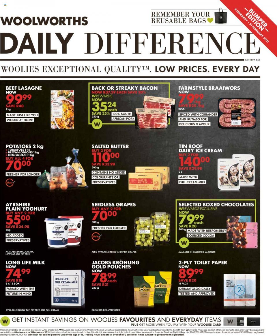 Woolworths Specials Daily Difference 8 February 2021