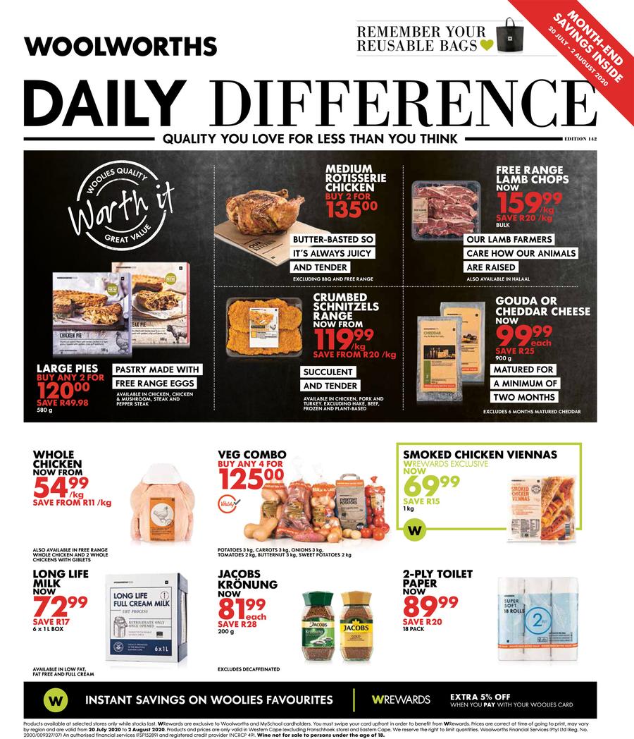 Woolworths Specials 20 July 2020