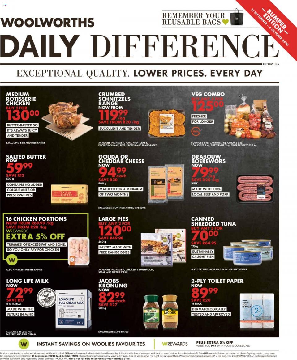 Woolworths Specials 21 September 2020