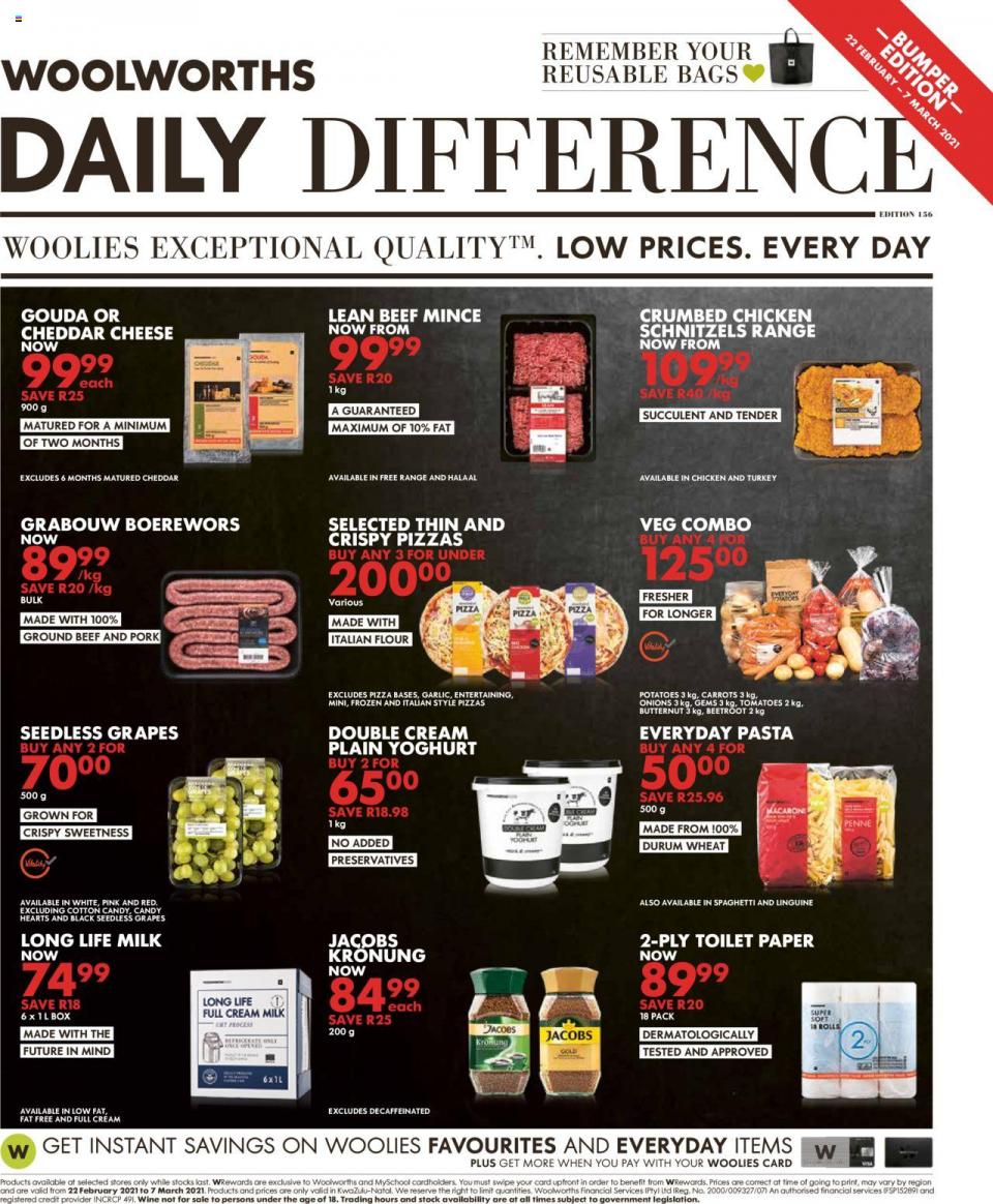 Woolworths Specials 22 February 2021
