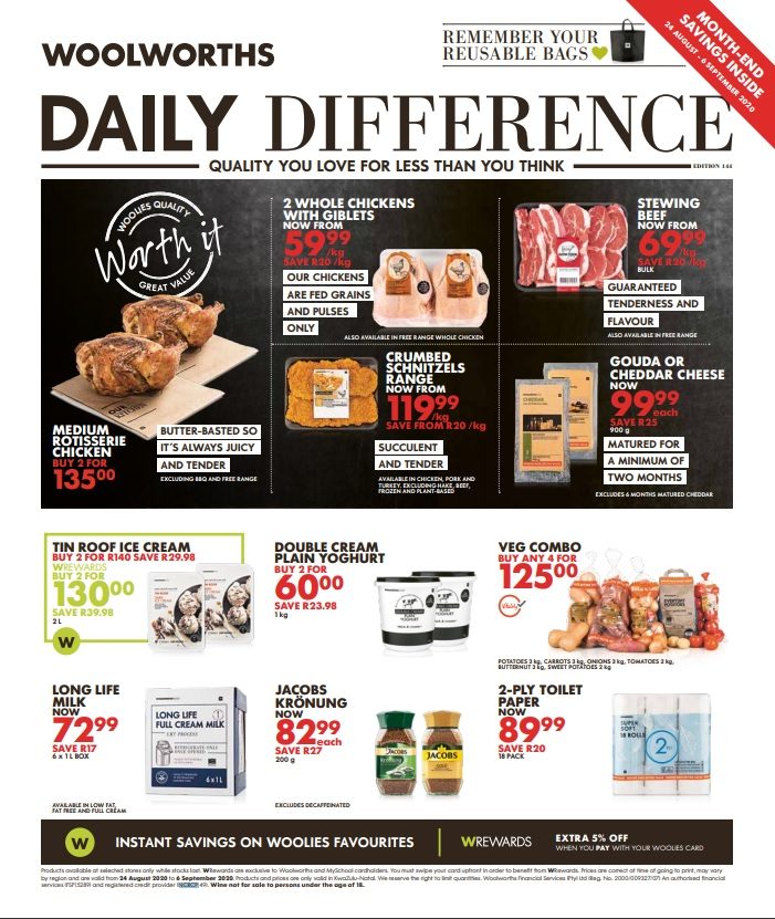 Woolworths Specials 24 August 2020