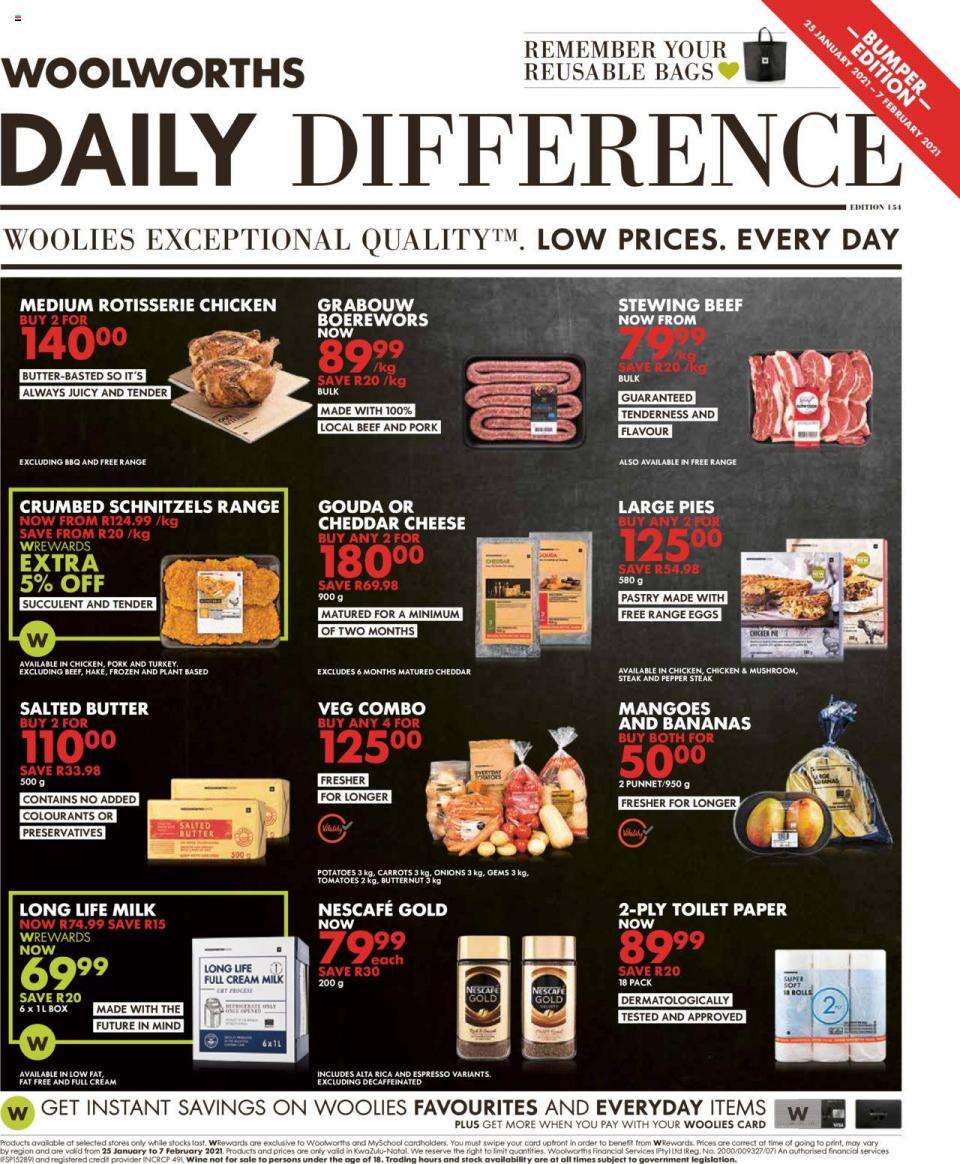 Woolworths Specials 25 January 2021