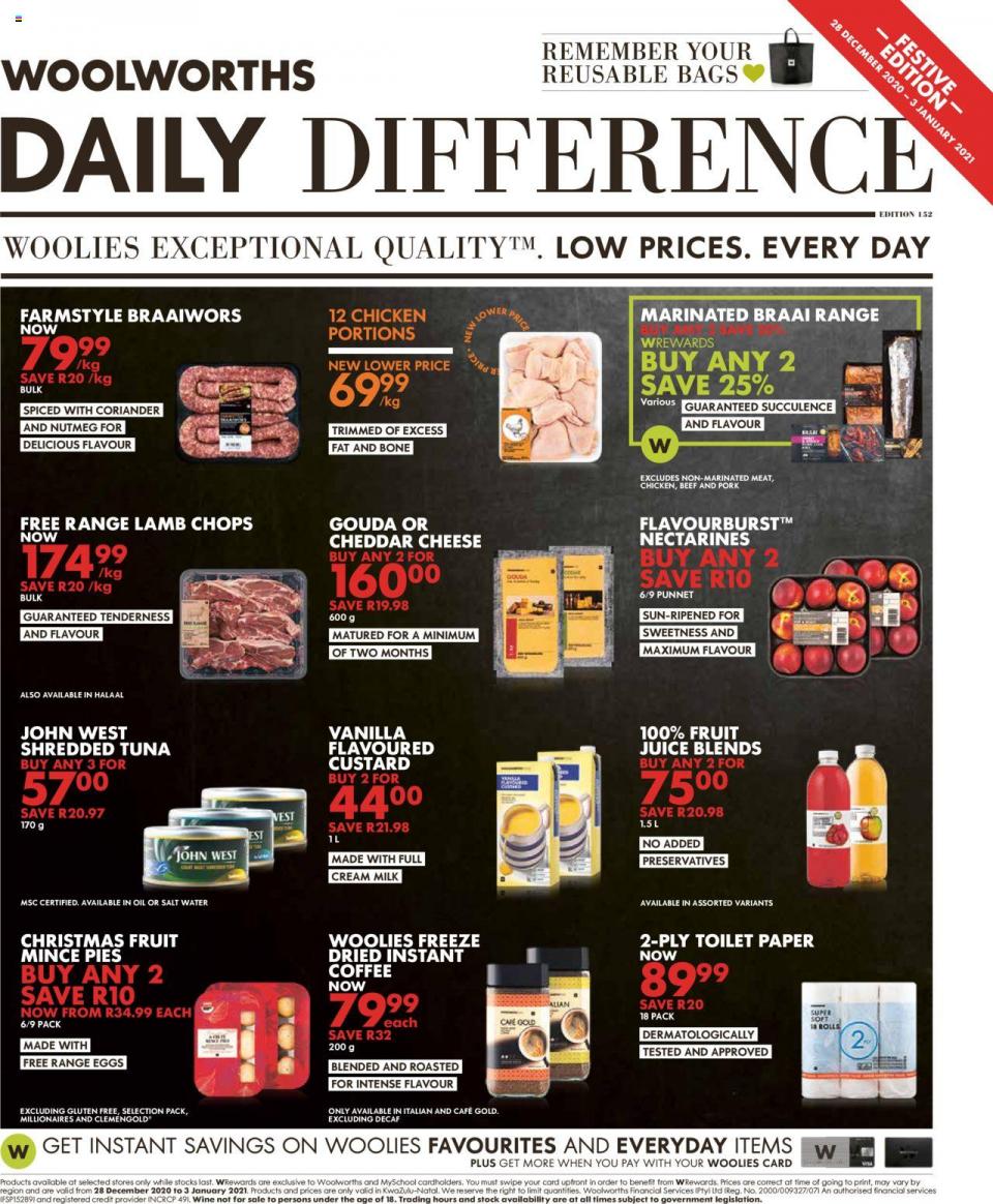 Woolworths Specials 28 December 2020