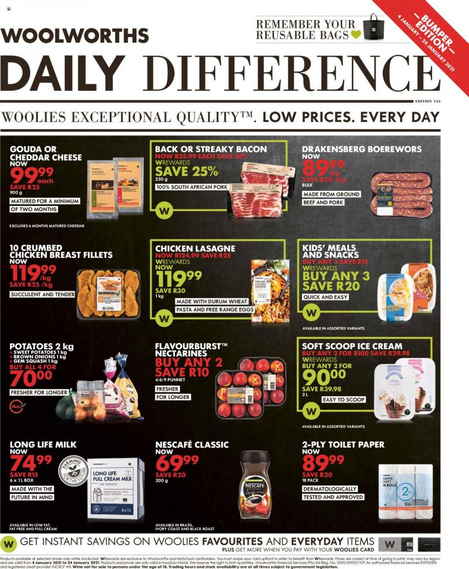 Woolworths Specials 4 January 2021