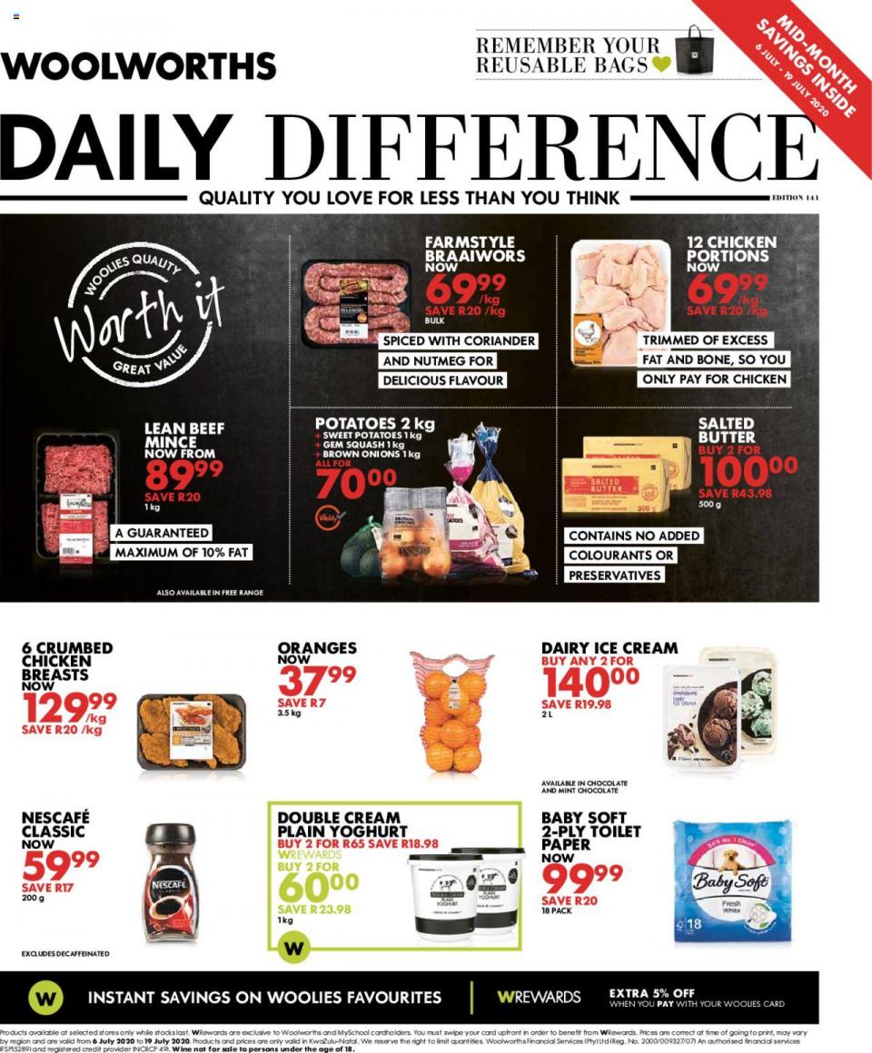Woolworths Specials 6 July 2020