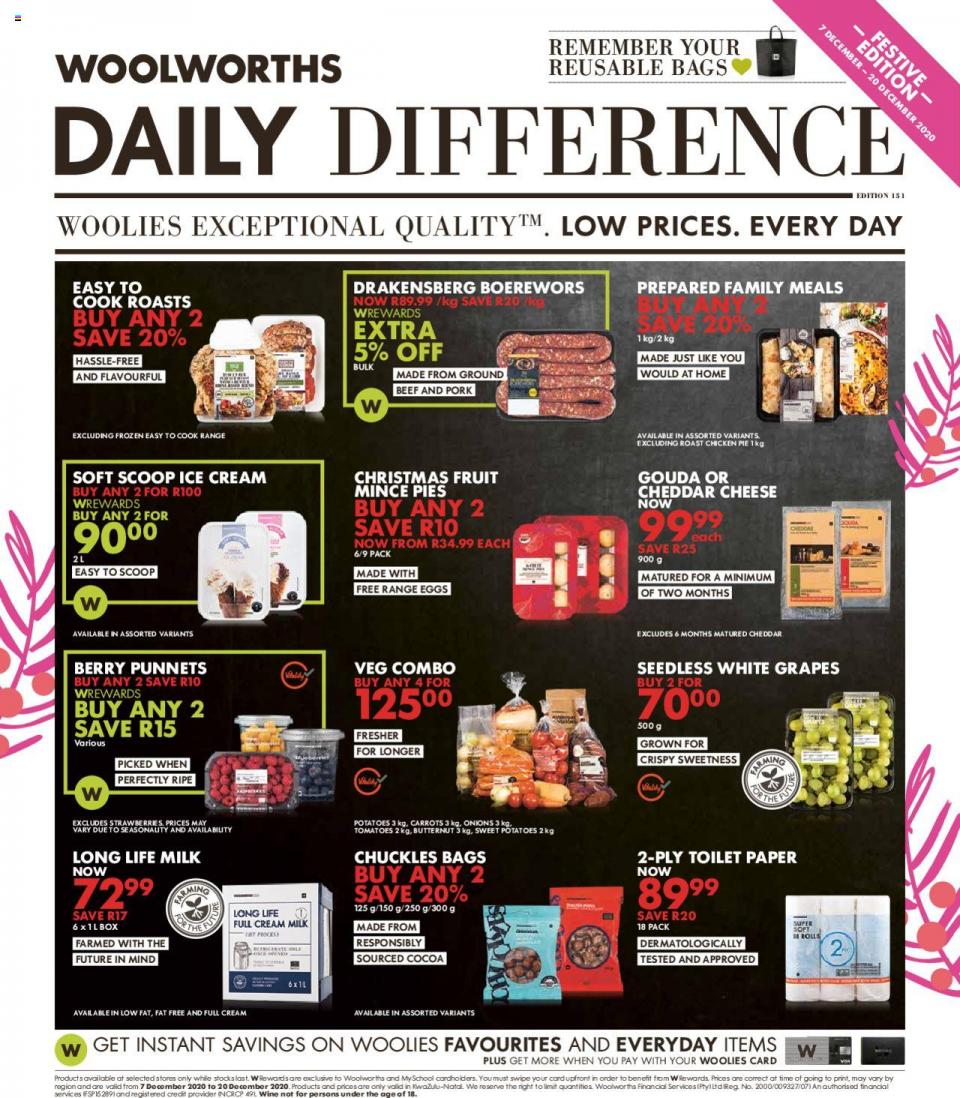 Woolworths Specials 7 December 2020