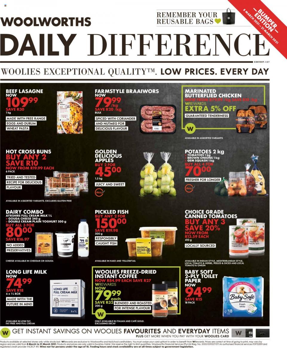 Woolworths Specials 8 March 2021