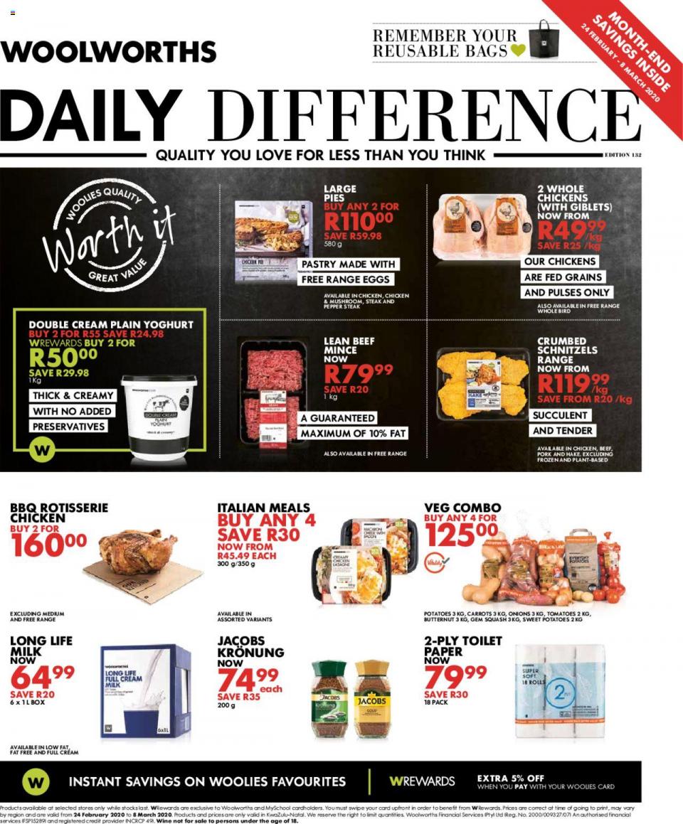 Woolworths Specials Daily Difference 24 February 2020