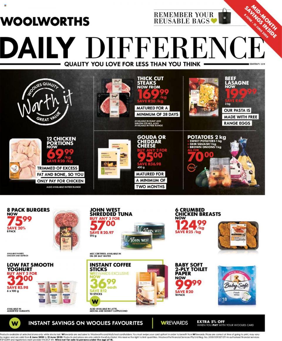 Woolworths Specials Daily Difference 8 June 2020
